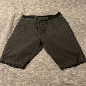 Hugo Boss black plaid cuffed shorts